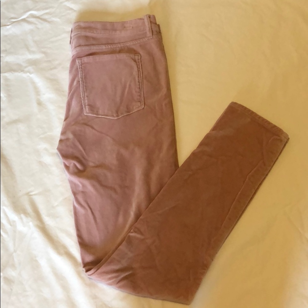 J. Crew Pink Velvet Skinny Jeans Barely Worn